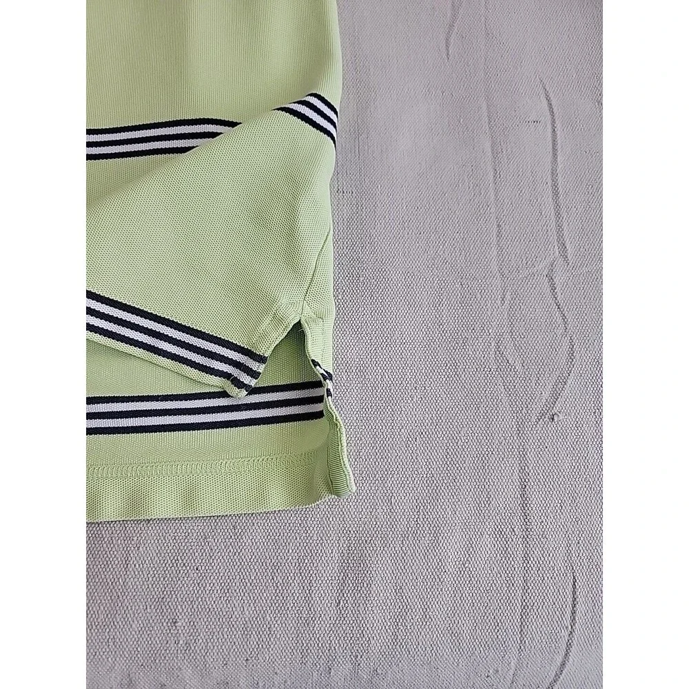 Brooks Brothers Polo Shirt Mens XL Green Striped Performance Knit Cotton‎ Preppy